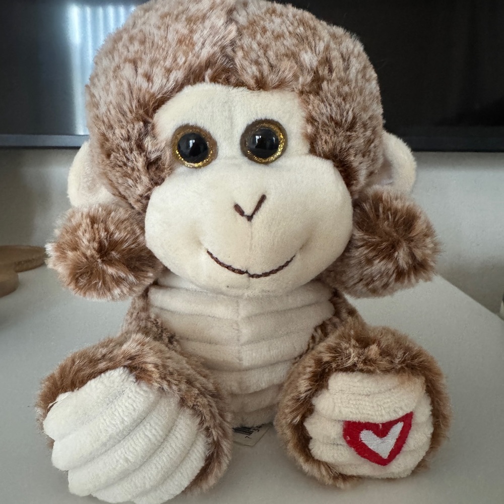 Adorable Brown and Cream Plush Monkey
